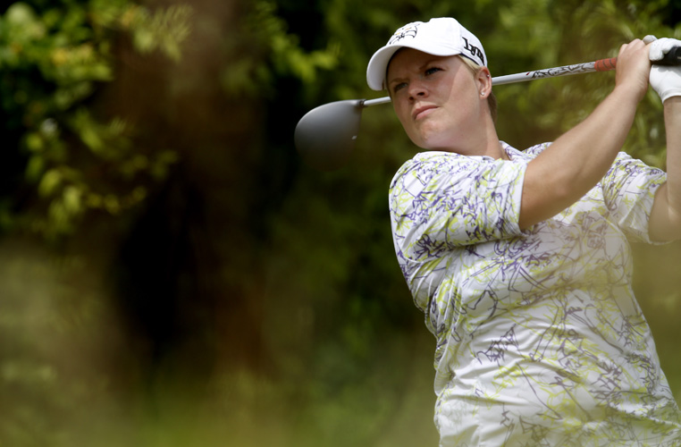 TENBY, WALES - JULY 06: Lydia Hall of Hensol Golf Academy in action on her way to winning the PGA Welsh National at Tenby Golf Club on July 6, 2016 in Tenby, Wales. (Photo by Julian Herbert/Getty Images)