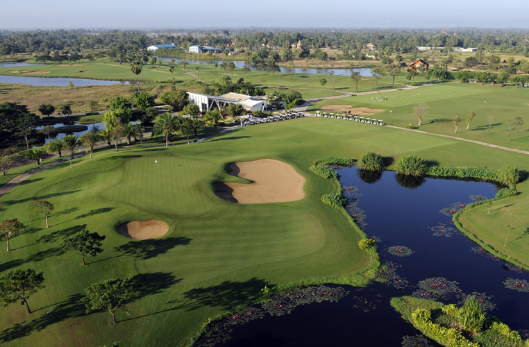 Hole 9, par 3. December 10, 2011. Angkor Golf Resort, Kasekam Village, Sra Nga, Siem Reap, Cambodia. Mandatory credit: Richard Castka/Sportpixgolf.com