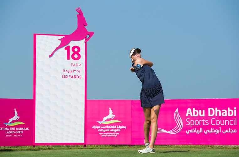 02/11/2016 Ladies European Tour 2016: Fatima Bint Mubarak Ladies Open, Saadiyat Beach Golf Club, Abu Dhabi, United Arab Emirates 2-5 November. Olivia Cowan of Germany during the first round. Credit: Tristan Jones