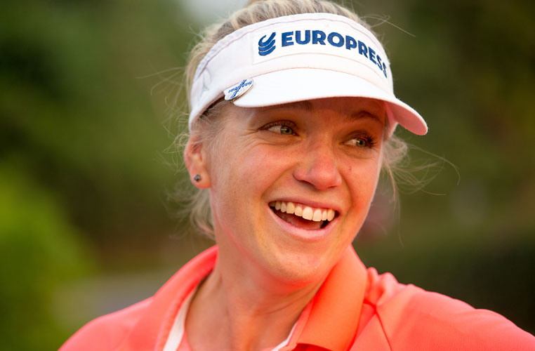 11/11/2016 Ladies European Tour 2016: HERO Women's Indian Open, DLF Country Club, New Delhi, India. 11-13 November. Ursula Wikstrom of Finland during her post round interview. Credit: Tristan Jones