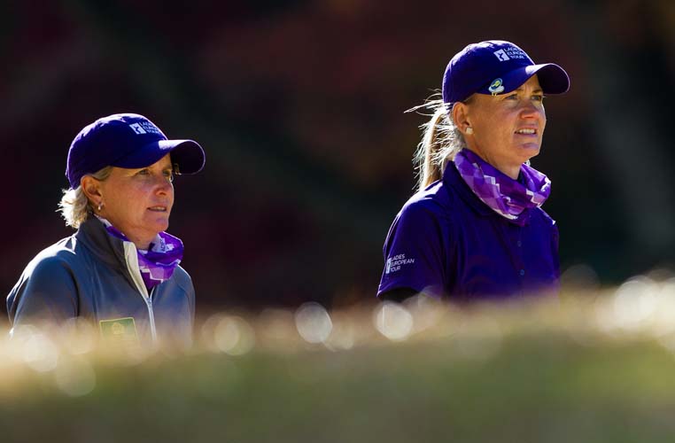 02/12/2016 Ladies European Tour 2016: The Queens presented by Kowa, Miyoshi Country Club, Aichi, Nagoya Japan. 2-4 December. Becky Morgan and Linda Wessberg during the Friday foursomes. Credit: Tristan Jones