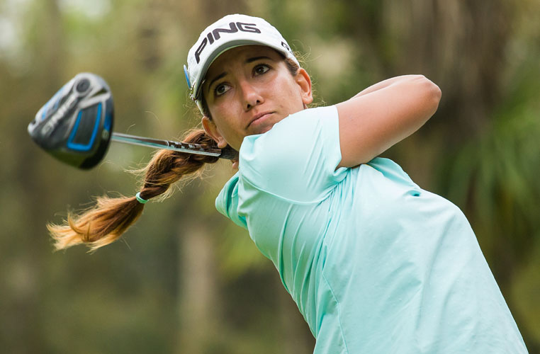 13/04/2017 Ladies European Tour 2016: Lalla Meryem Cup, Royal Golf Dar Es-Salam, Rabat, Morocco. 13-16 April 2017. Maha Haddioui of Morocco during the first round. Credit: Tristan Jones