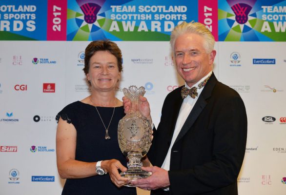 EDINBURGH, SCOTLAND - SEPTEMBER 21: Mark Lichtenhein, Chairman of the Ladies European Tour and Catriona Matthew, 2019 Solheim Cup European Captain  pose together at the Scottish Sports Awards as Catriona Matthew of Scotland is announced as the European Team Captain for the 2019 Solheim Cup to be held at Gleneagles during a press conference at the Edinburgh International Conference Centre on September 21, 2017 in Edinburgh, Scotland. (Photo by Mark Runnacles/Getty Images) *** Local Caption *** Catriona Matthew; Mark Lichtenhein