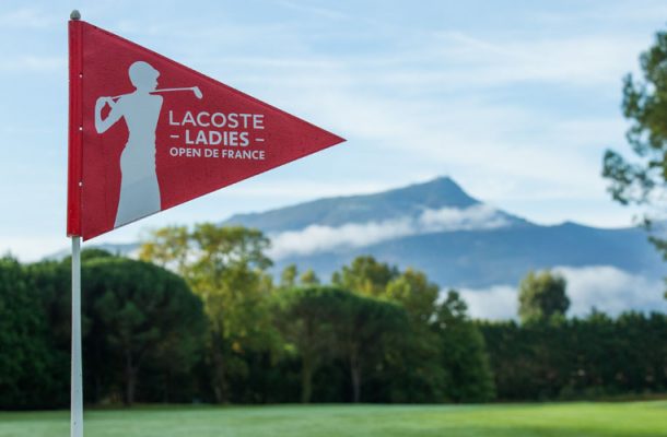 04/10/2017 Ladies European Tour 2017: Lacoste Ladies Open De France, Chantaco GC. October 5-8 2017. A Lacoste pin flag on the 9th green. Credit: Tristan Jones.