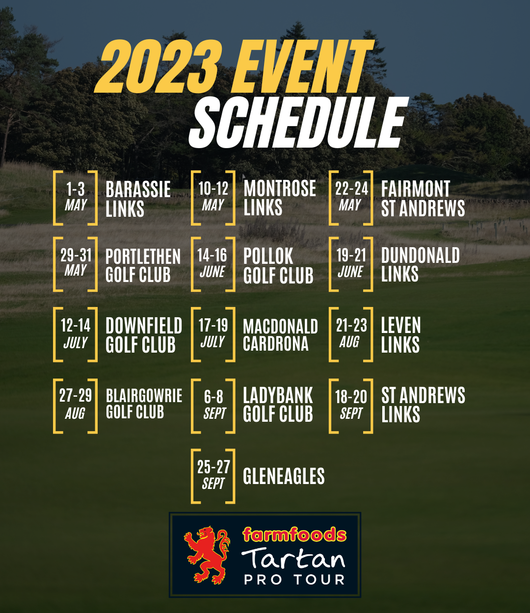 2023 Event Schedule Tartan Pro Tour